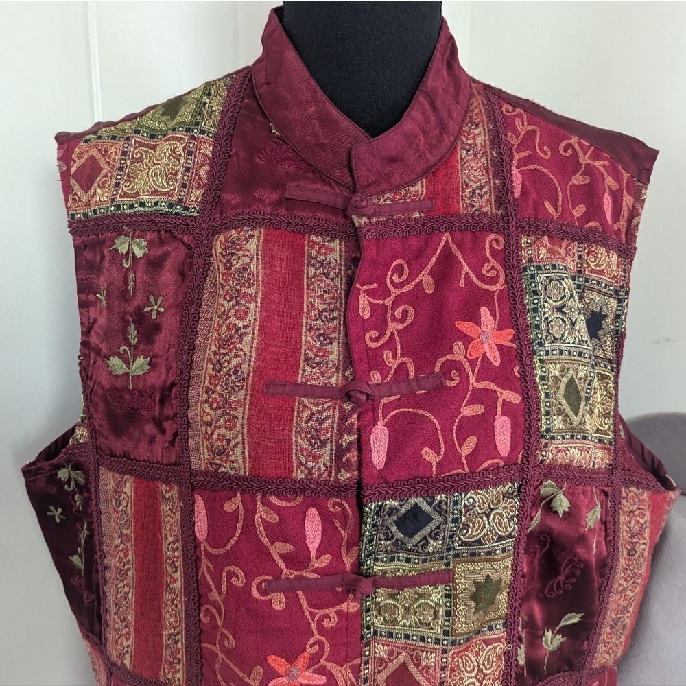 Vtg Coldwater Creek Patchwork Wool Embroidered Ve… - image 3